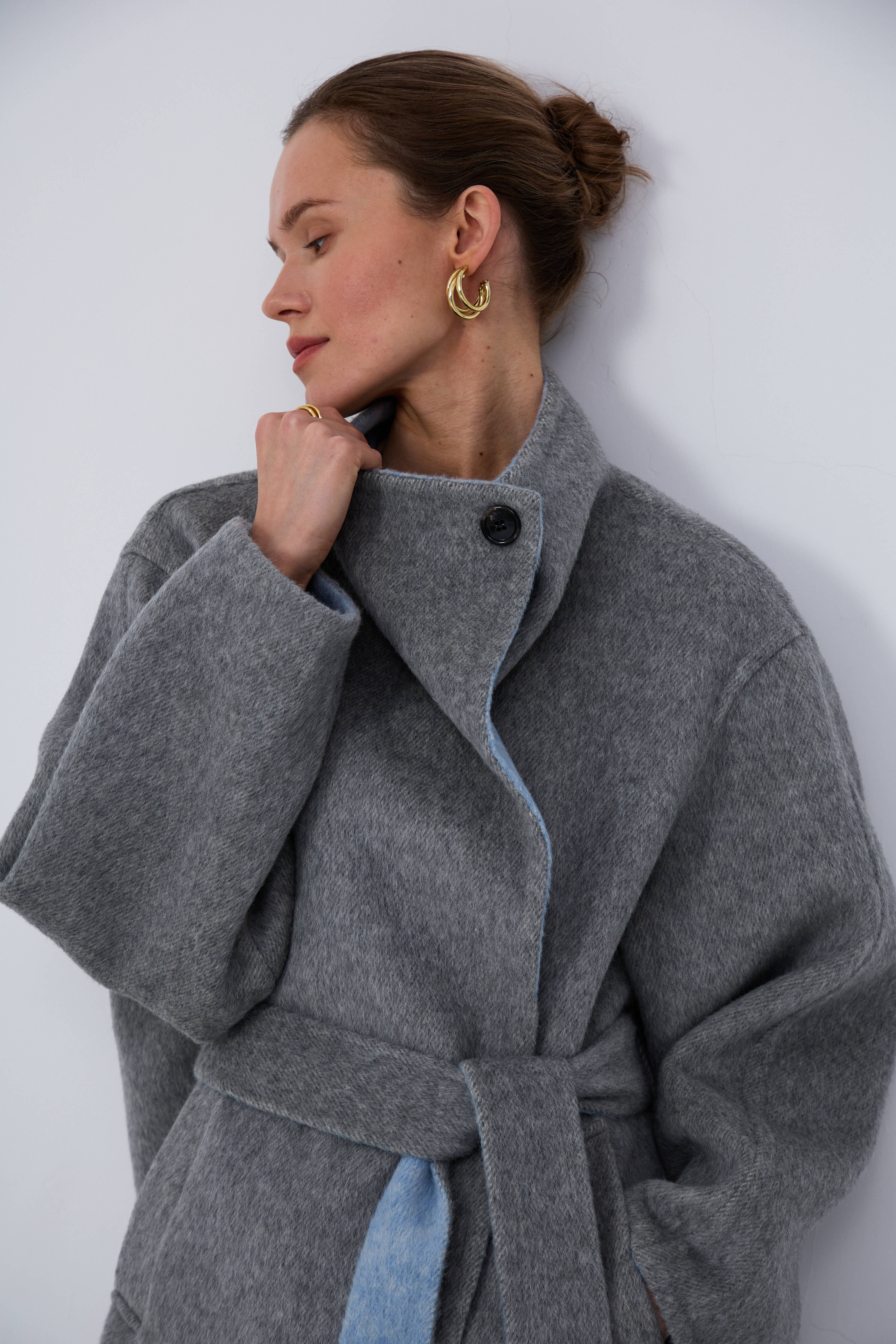 Sophisticated silk-lined artisan wool coat