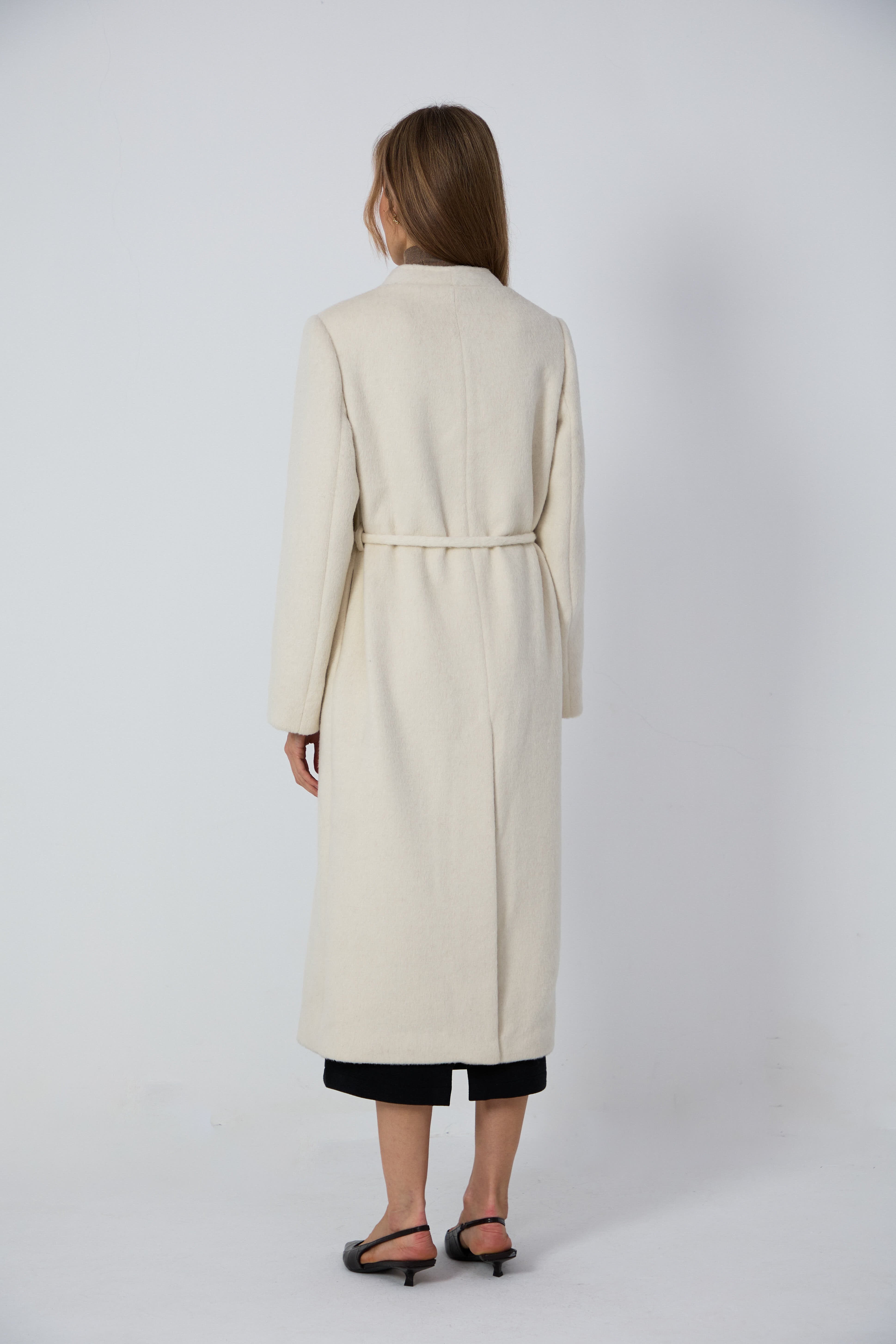 Women's Belted Wool Coats With 211 White