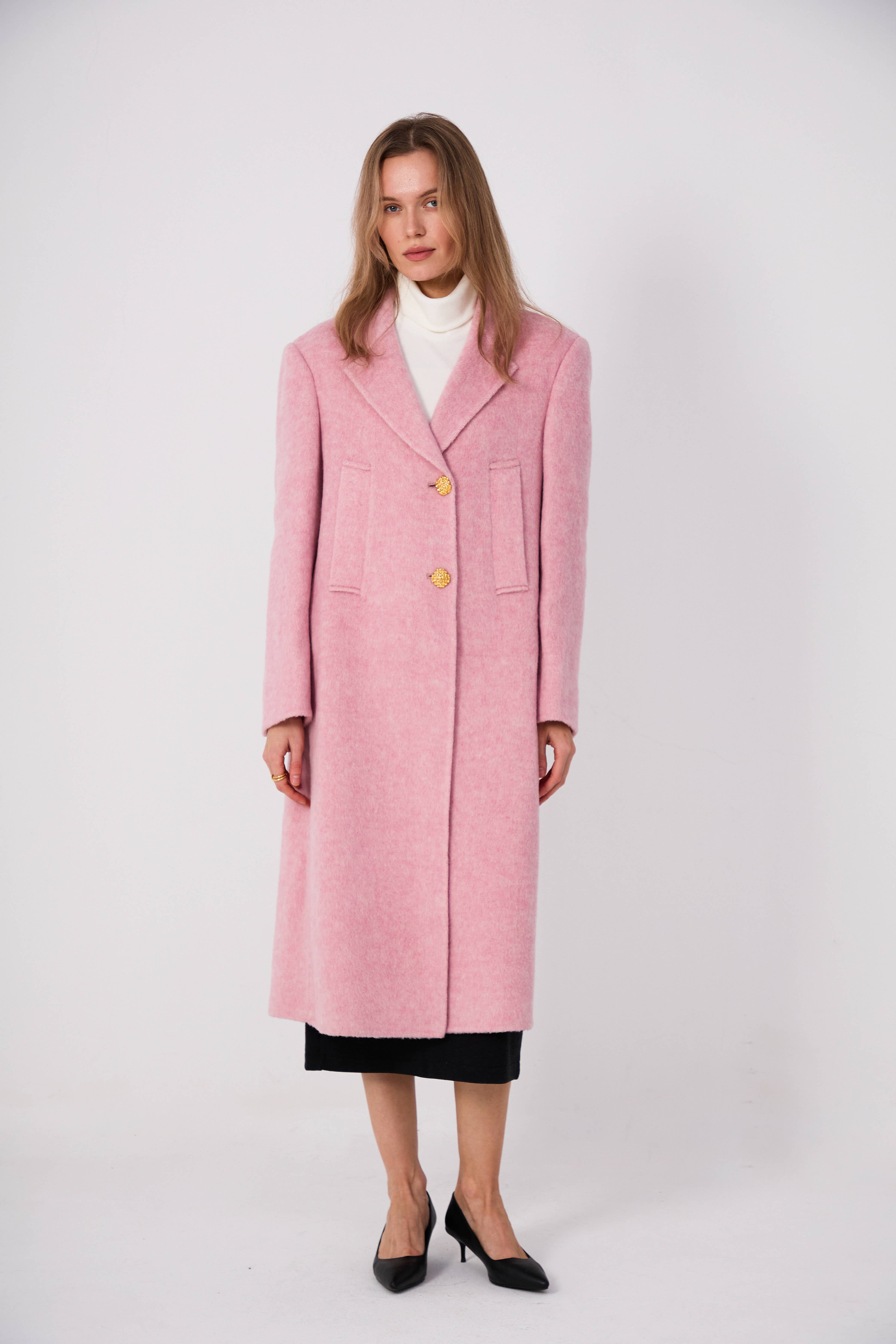 Women's Relaxed-Fit Wool Coats With 322 Peach Blossom Jade
