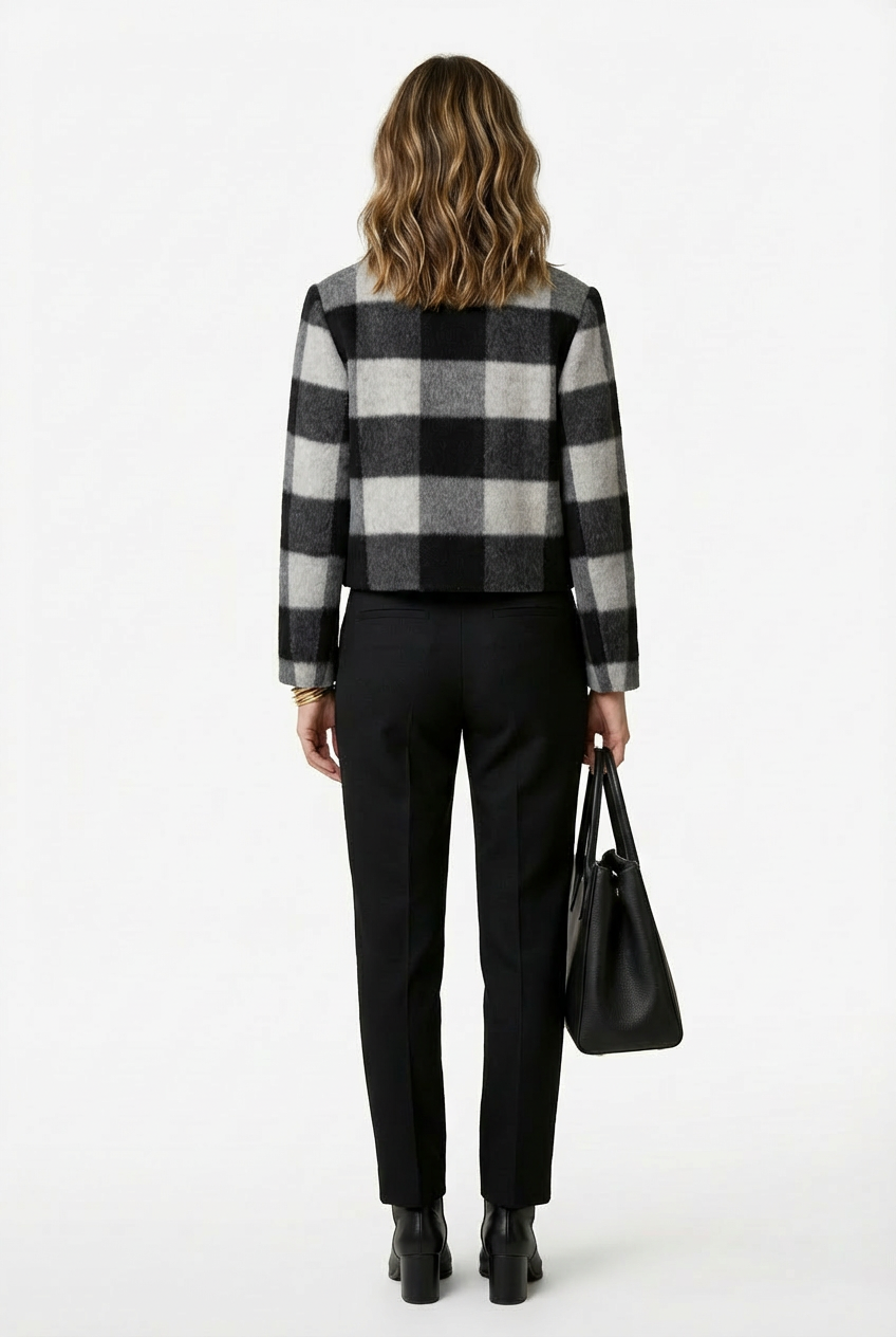 Women's Short Wool Coats With 335 Zebra Gray