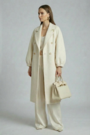Women's Hand-Finished Wool Coats With 362 White