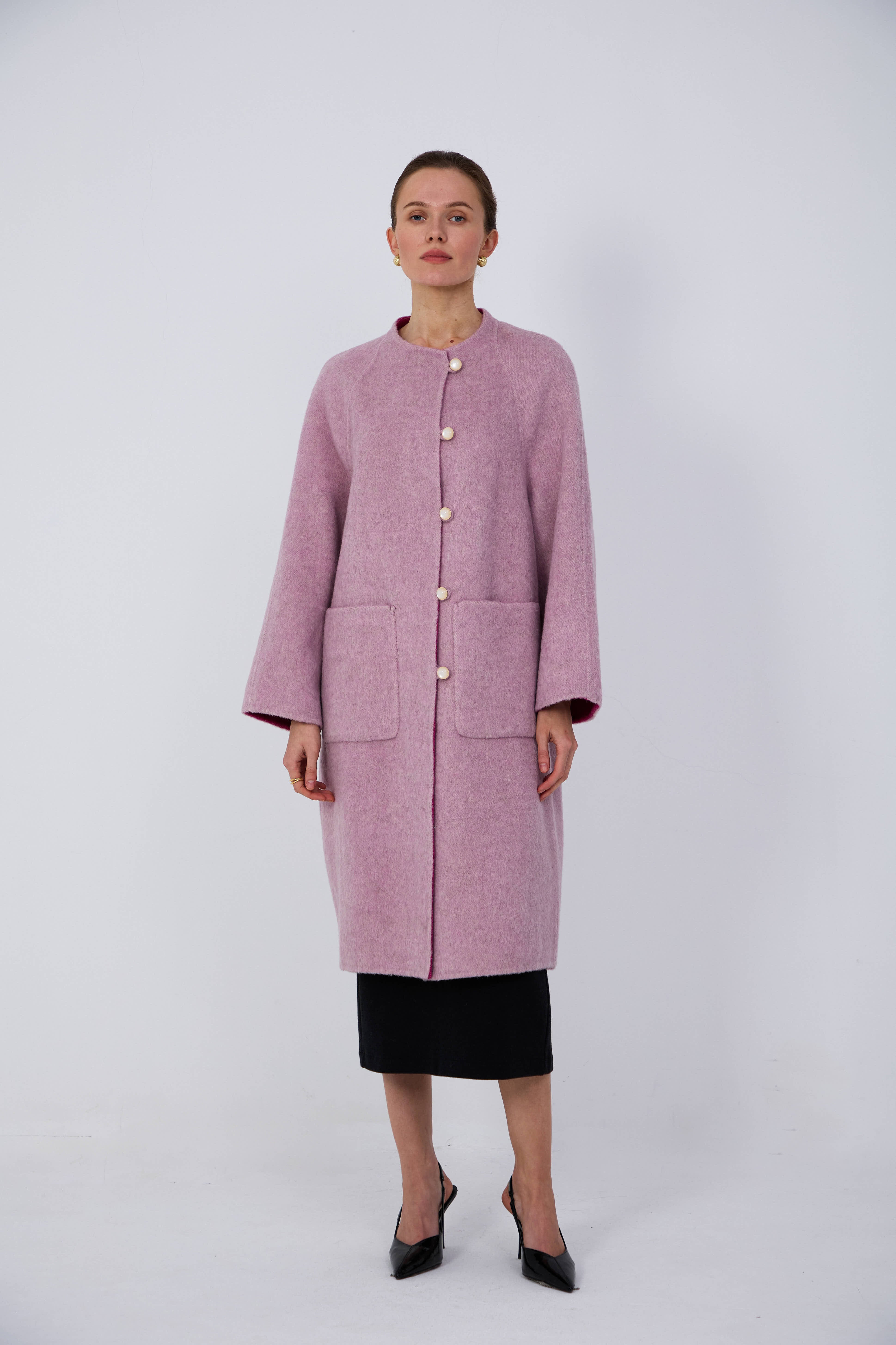 Women's Relaxed-Fit Wool Coats With 131 Mid · Purple Velvet Peony