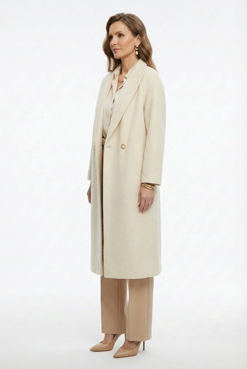 Women's Double-Breasted Wool Coats With 087 White