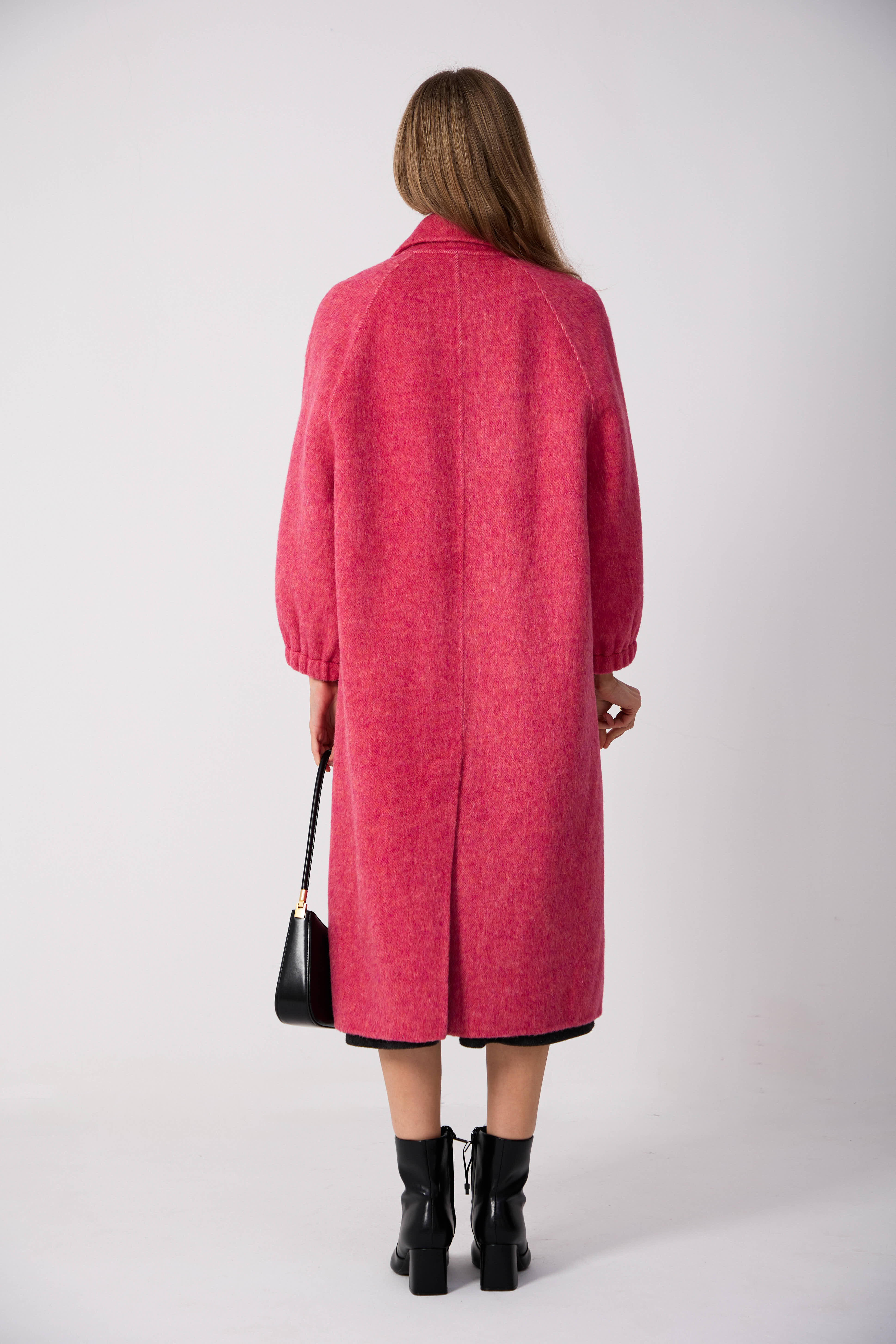 Women's Hand-Finished Wool Coats With 362 Rose Pink Muse