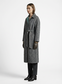 Women's Hand-Finished Wool Coats With 502 Misty Blue Ocean