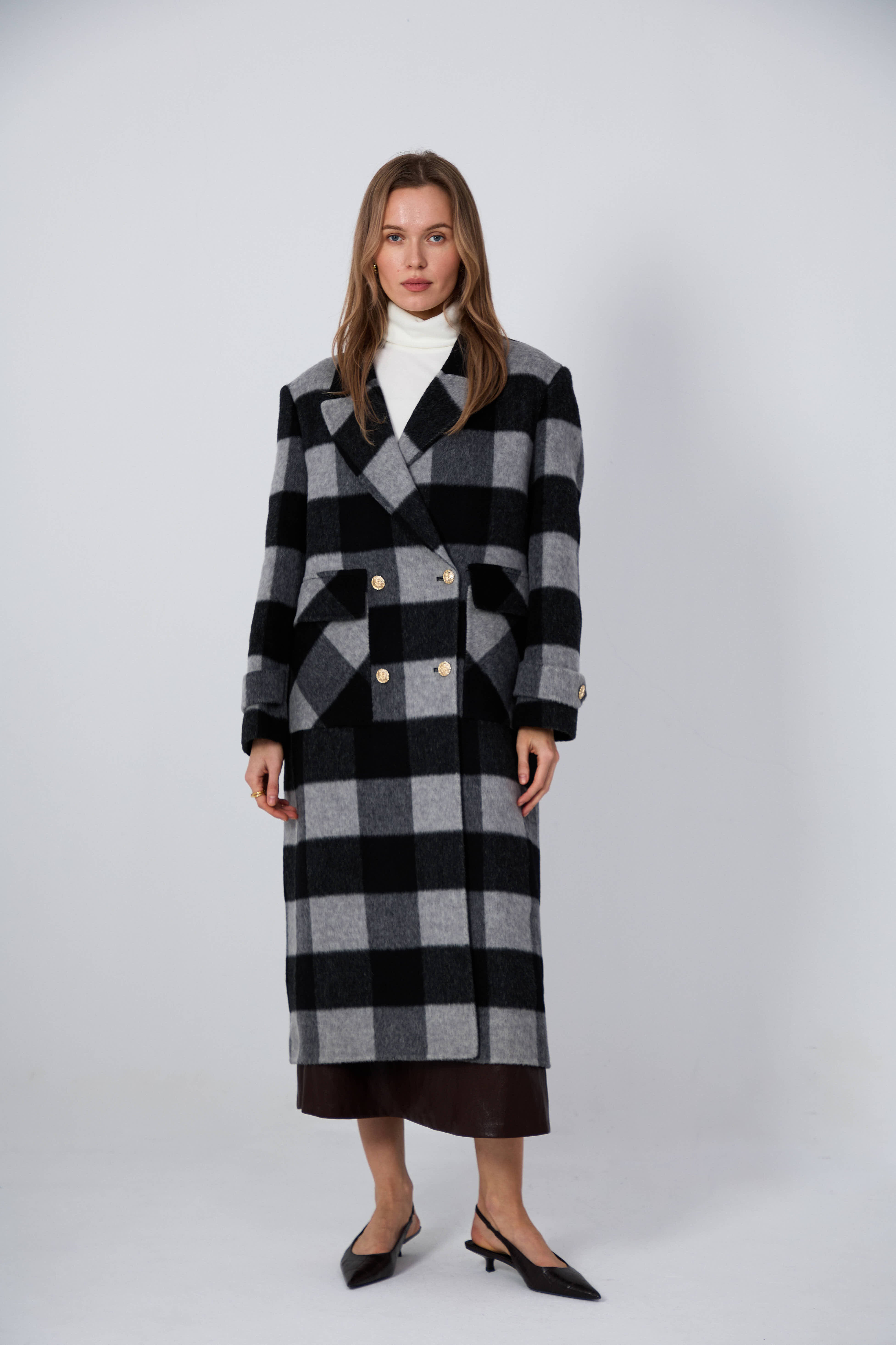 Women's Hand-Finished Wool Coats With 296 Zebra Grey