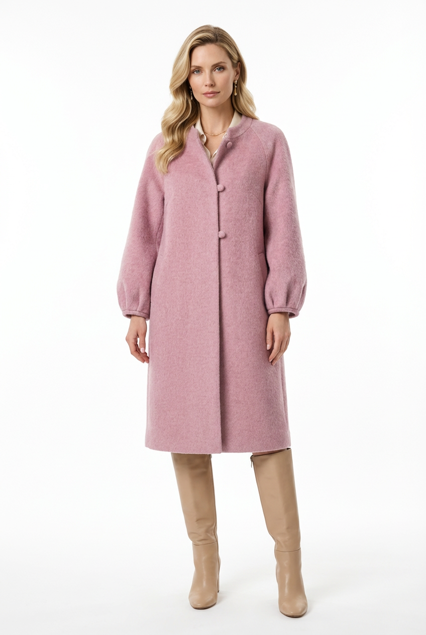 Women's Hand-Finished Wool Coats With 522 Lilac
