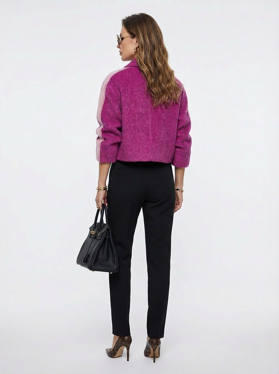 Women's Hand-Finished Wool Coats With 389 Velvet Peony