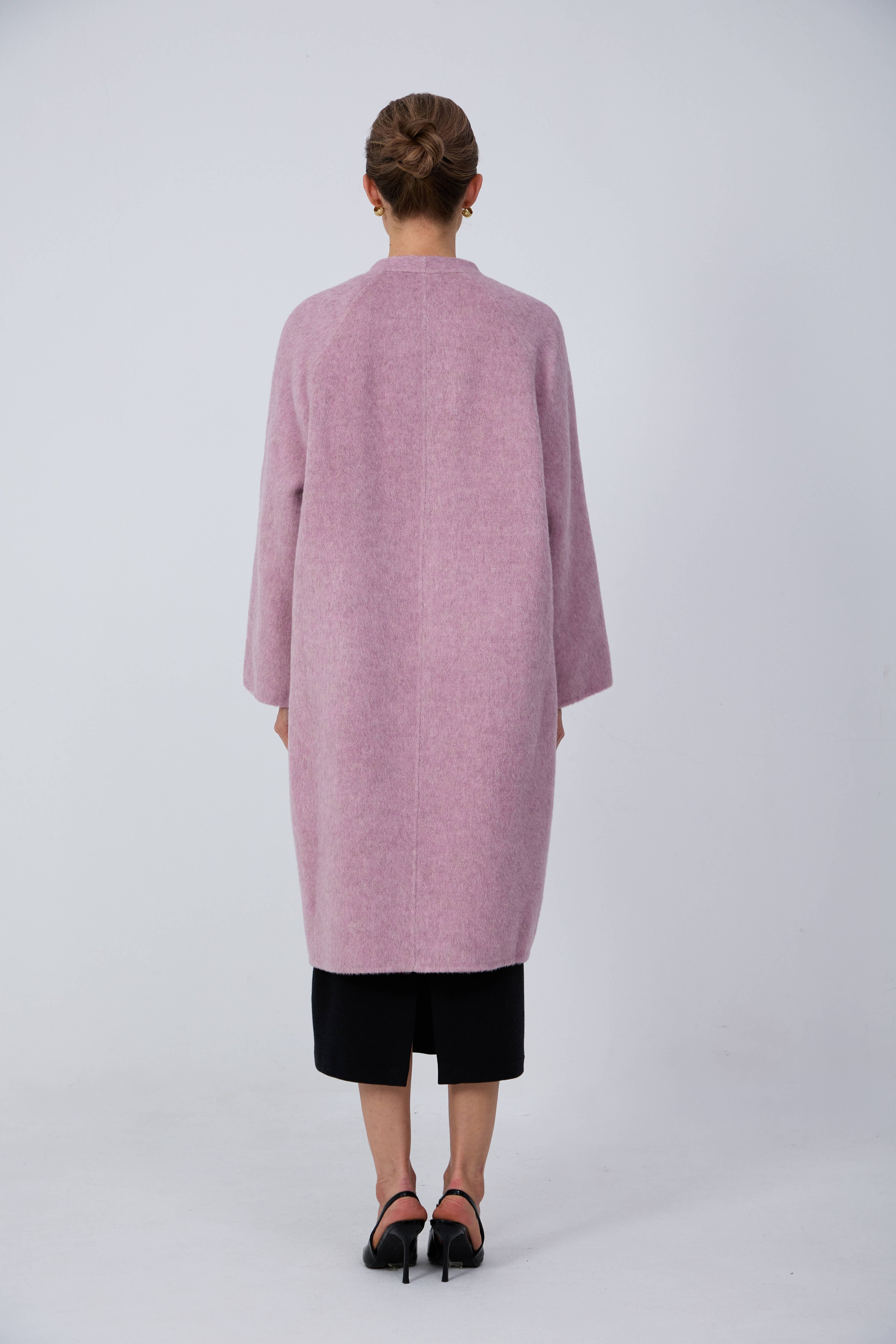 Women's Long Wool Coats With 131 Mid · Purple Velvet Peony
