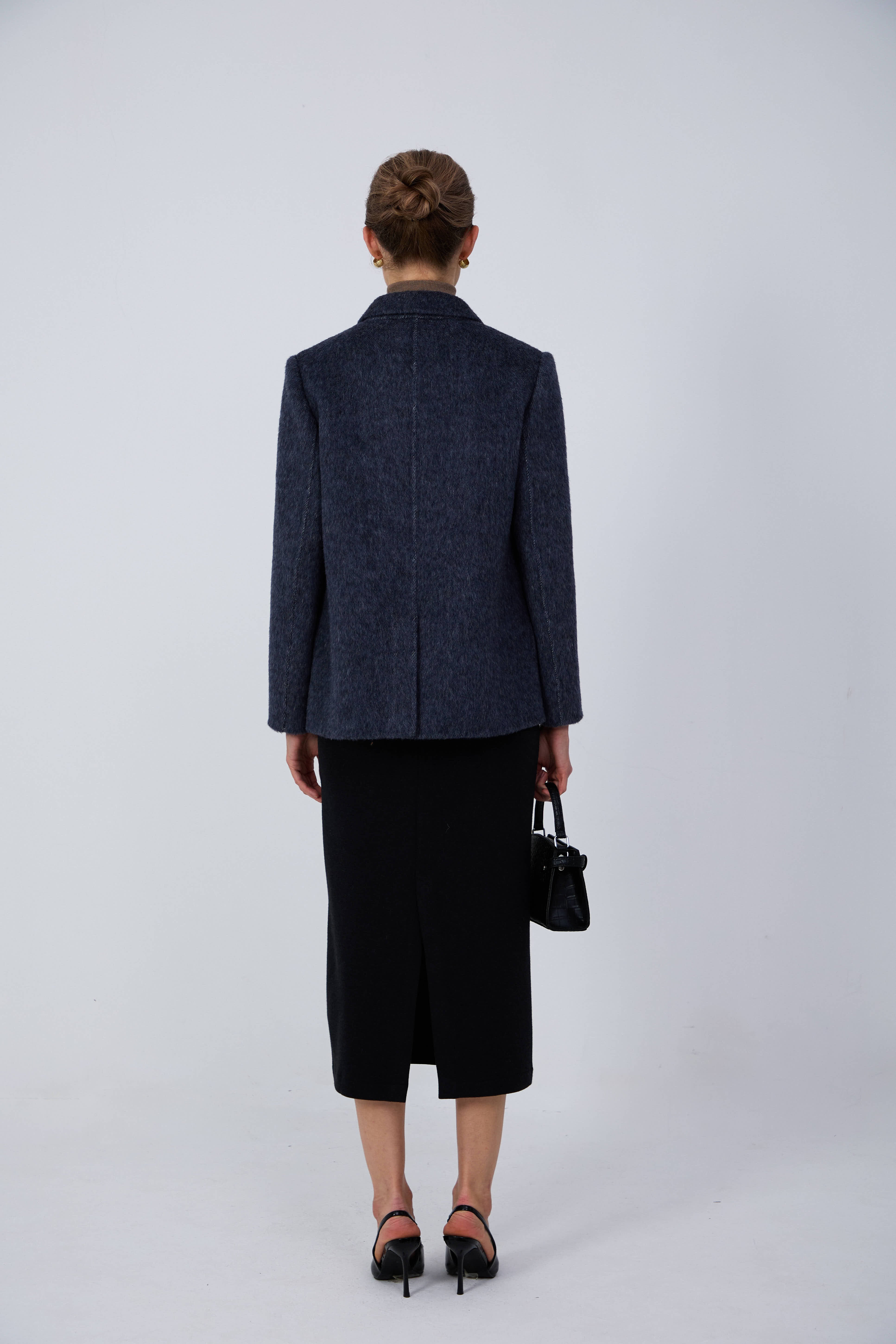 Women's Double-Breasted Wool Coats With H1201 Deep Navy