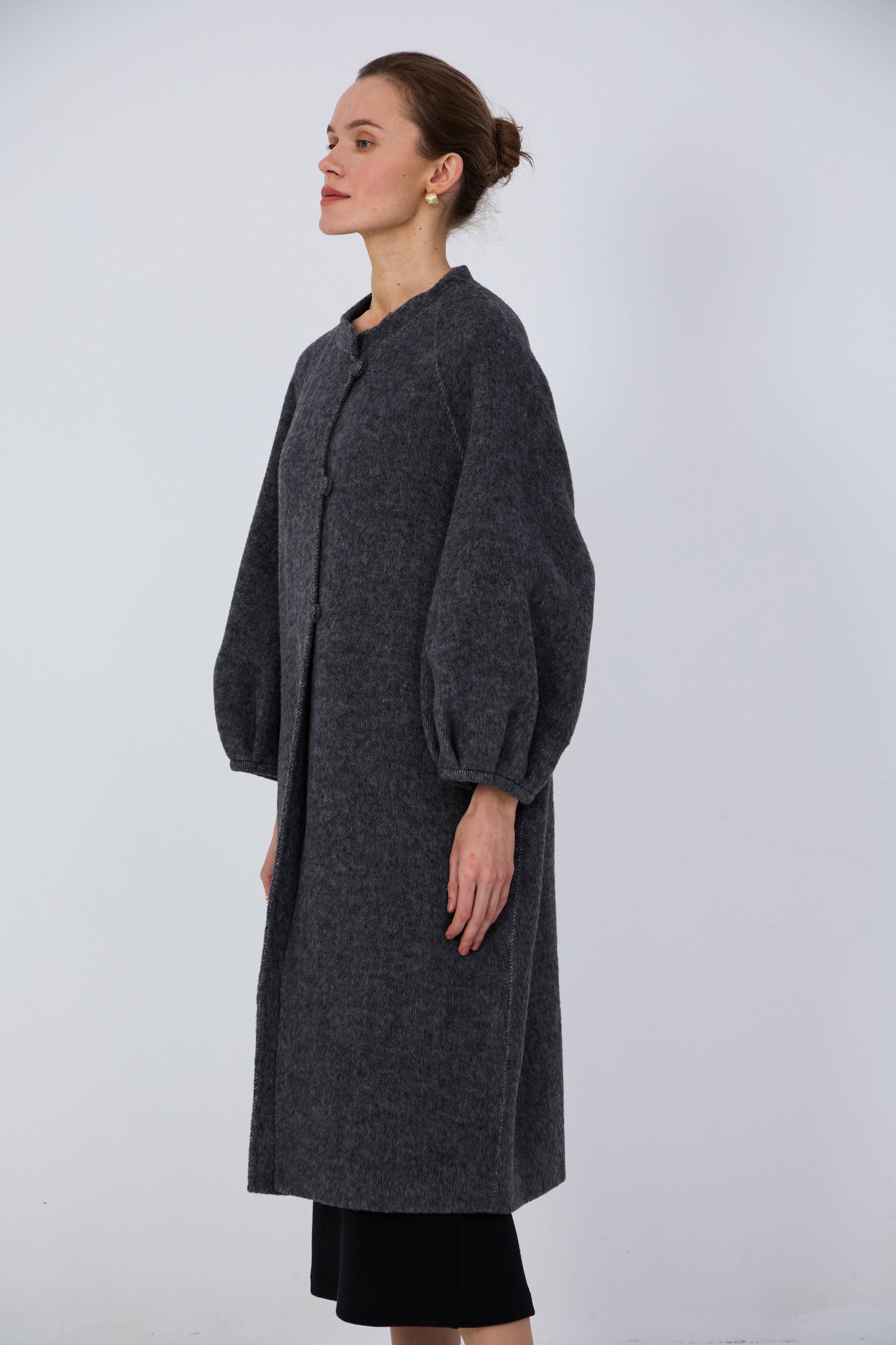 silk blend wool coat women