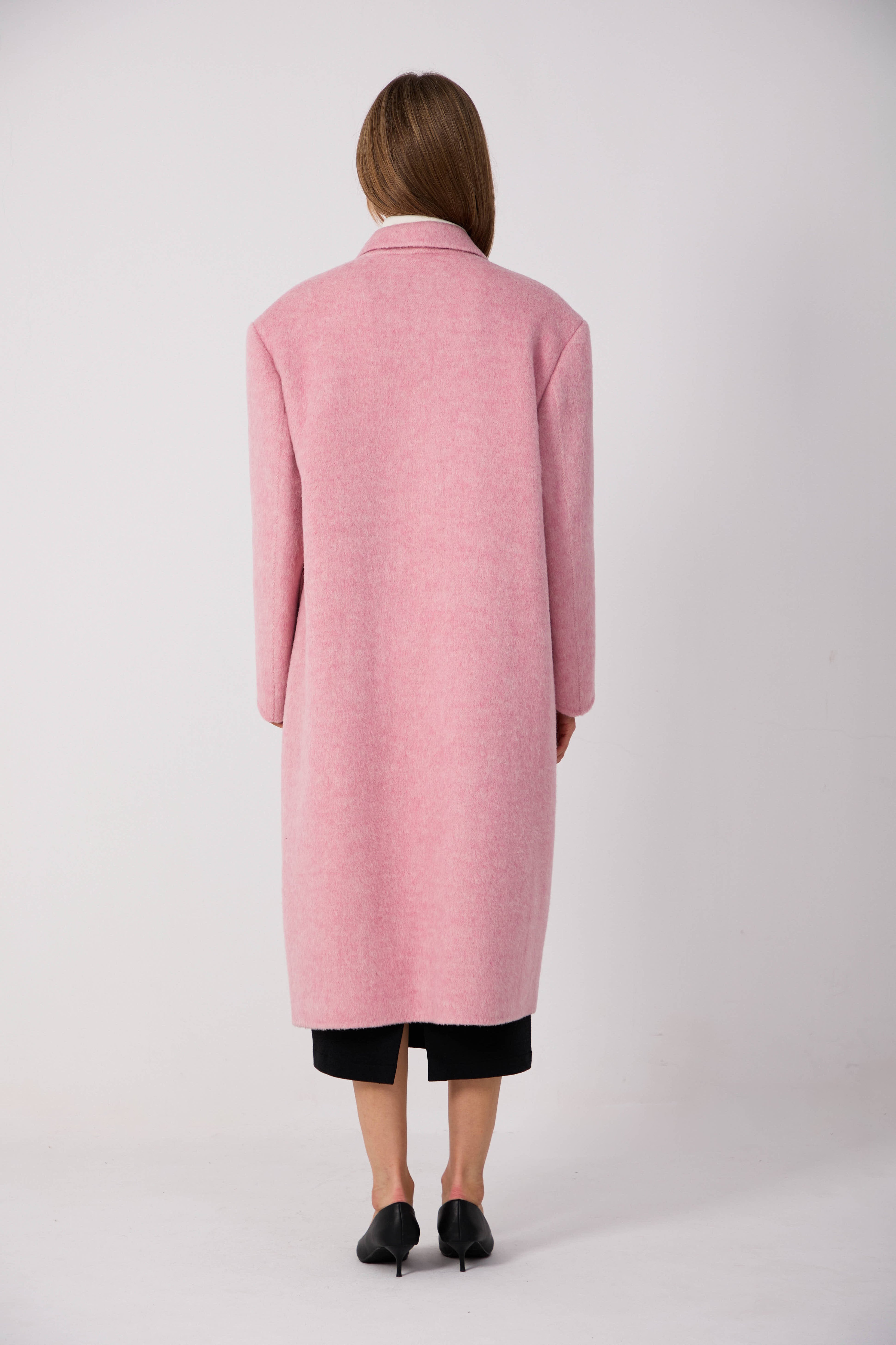 Women's Long Wool Coats With 088 Peach Blossom Jade
