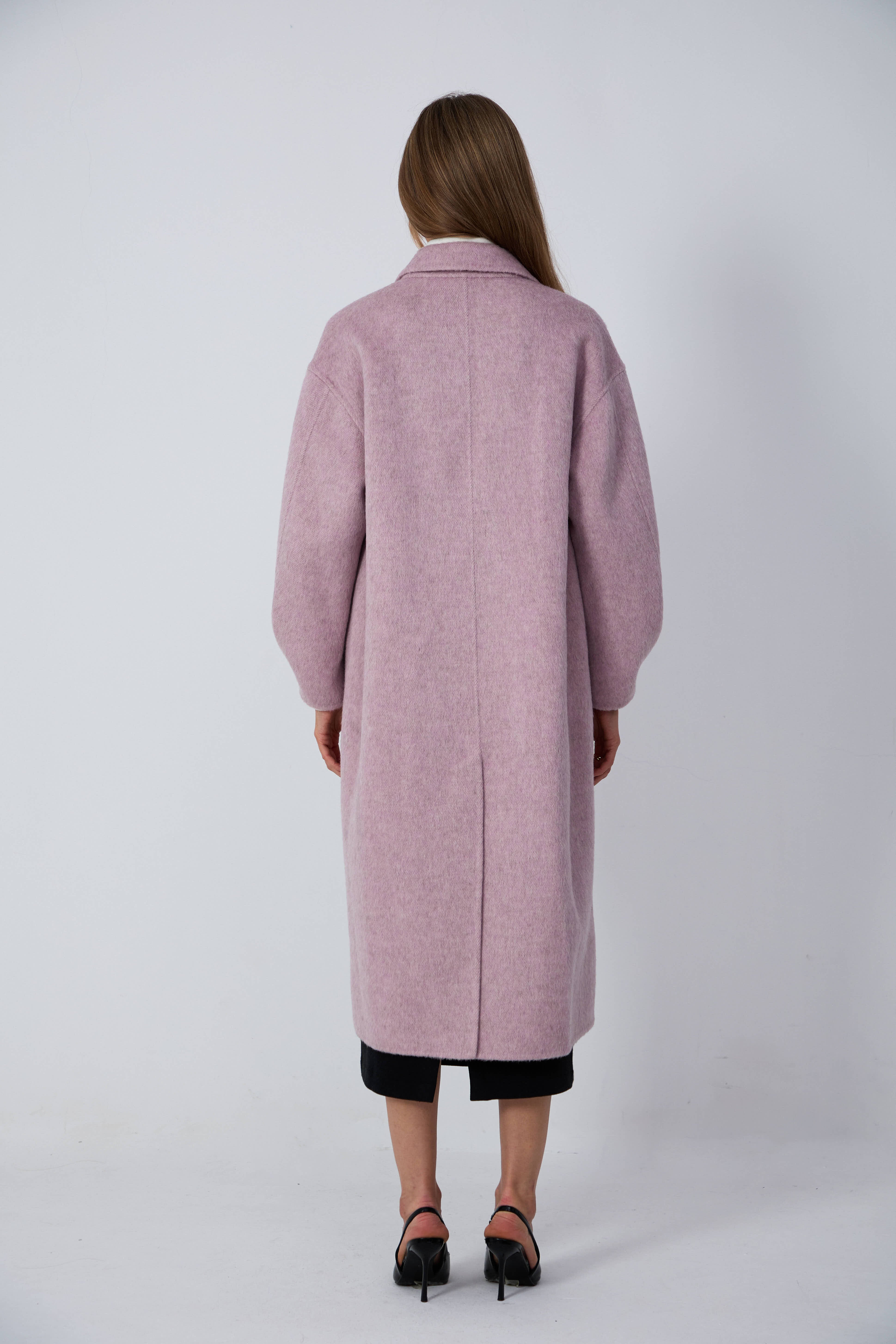 Women's Long Wool Coats With 216 Lilac