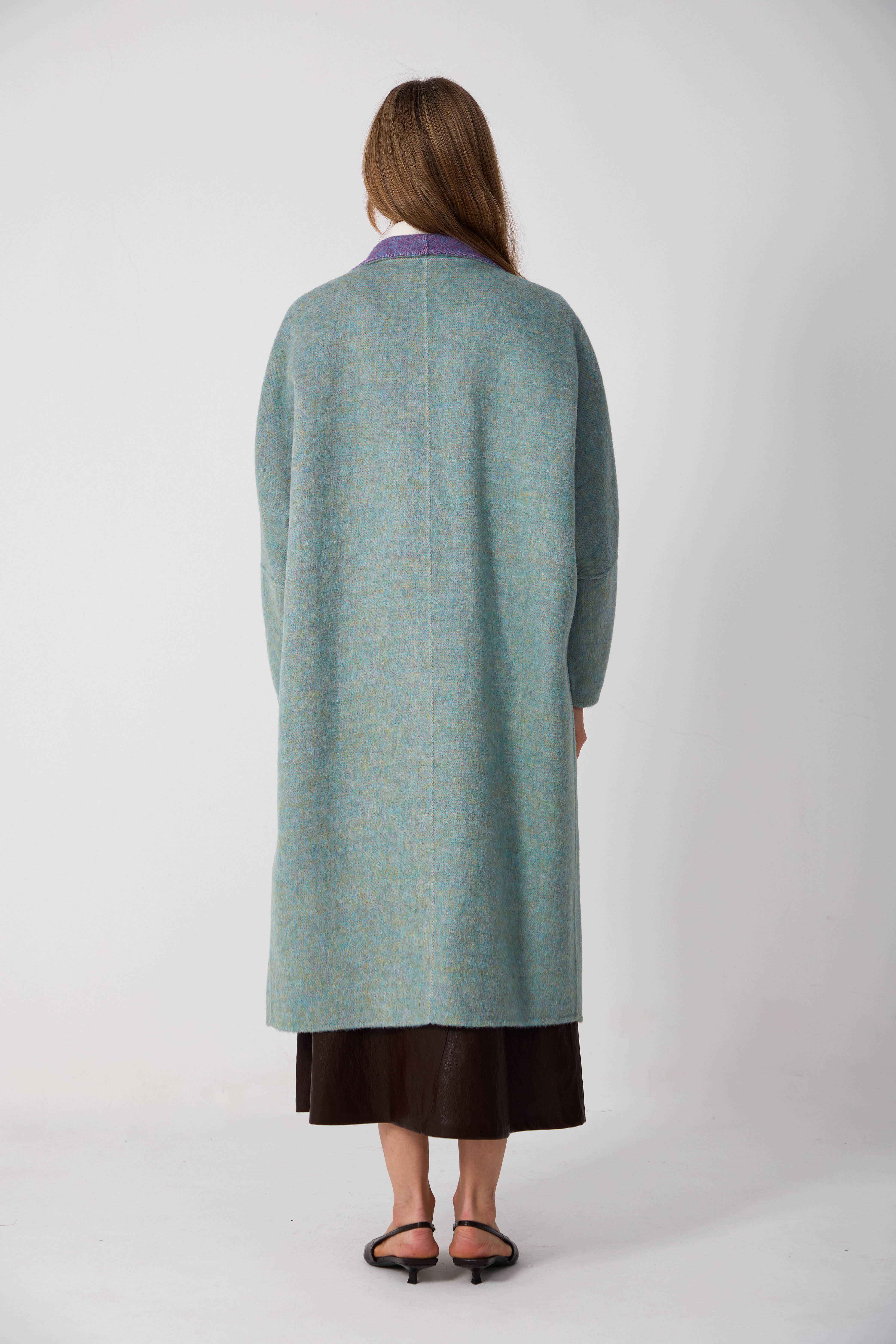 Women's Long Wool Coats With 651 Wisteria Blue
