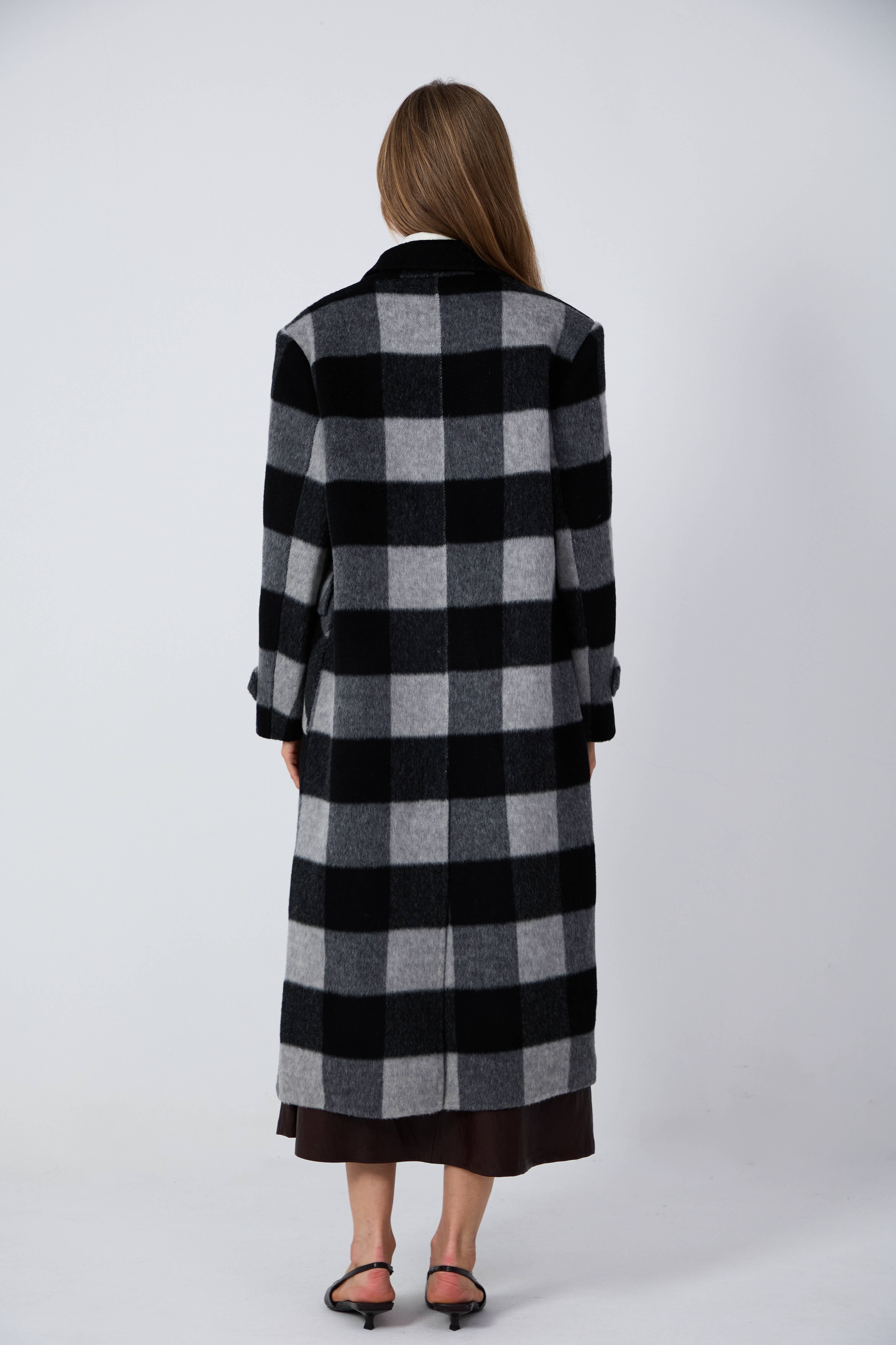 Women's Double-Breasted Wool Coats With 296 Zebra Grey