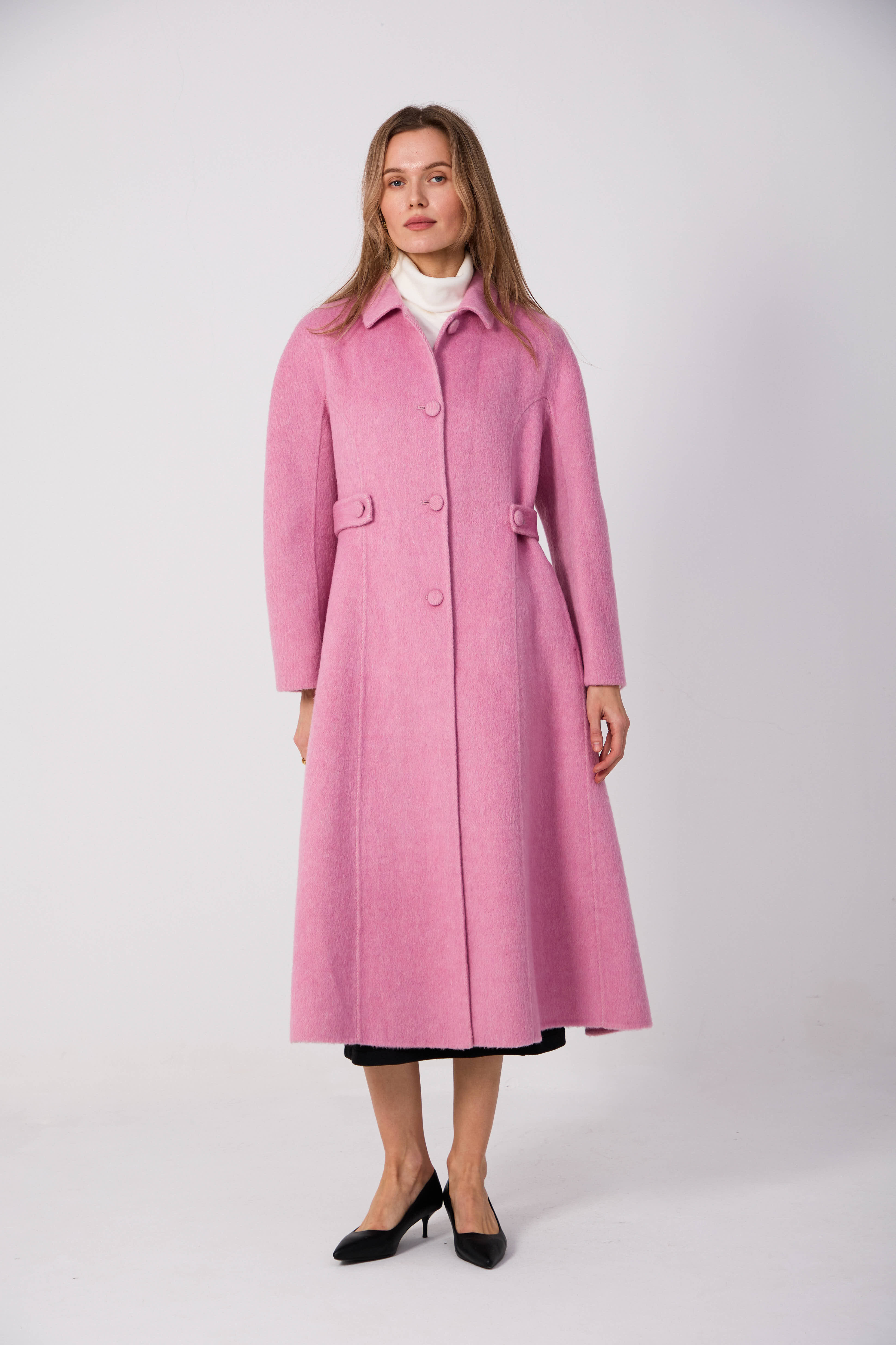 Women's Long Wool Coats With 276 Revised · Elegant Pink
